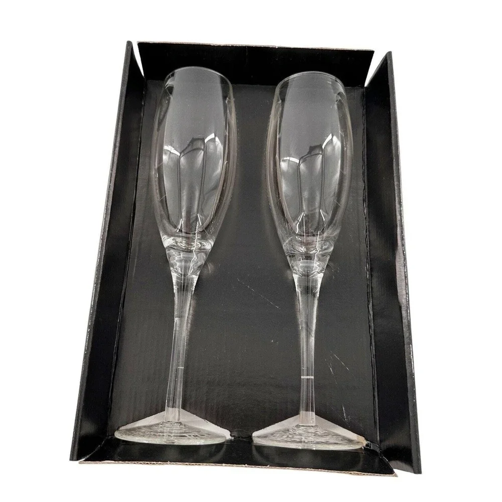 Foxwoods Resort & Casino 10th‎ Anniversary 2 Champagne Glasses 1992 2002 Flutes